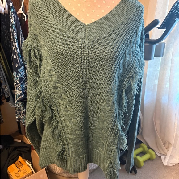 Alison Andrews Sweaters - Allison Andrews Green Cable Knit Women's Sweater 2X